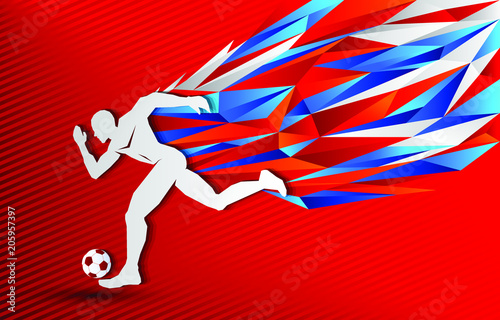 Soccer Football player with modern color background design