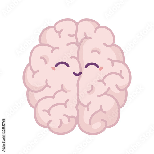 Positive thinking. Smiling brain. Vector illustration