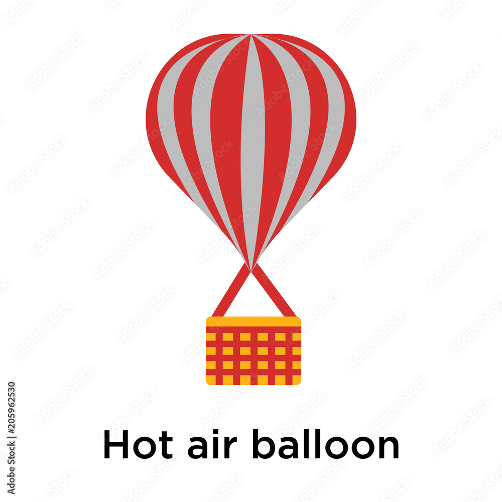 Fototapeta premium Hot air balloon icon vector sign and symbol isolated on white background