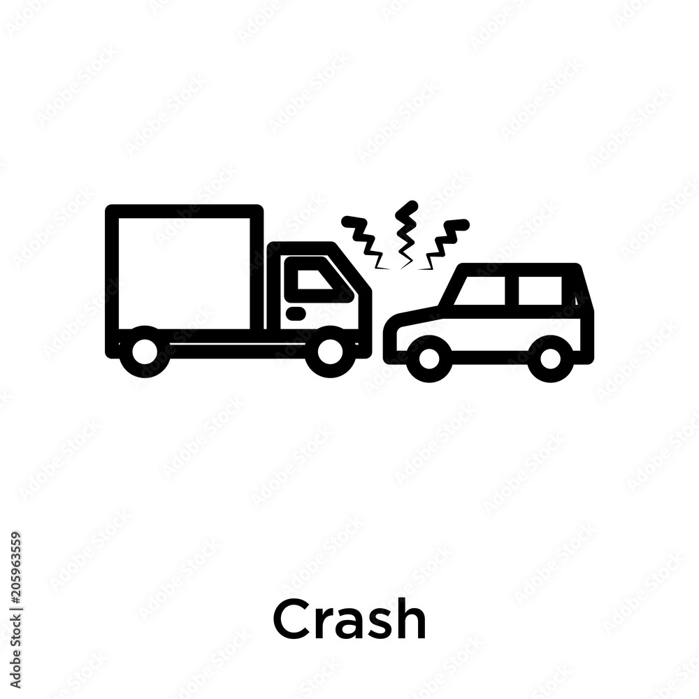 Crash icon vector sign and symbol isolated on white background Crash icon vector sign and symbol isolated on white background