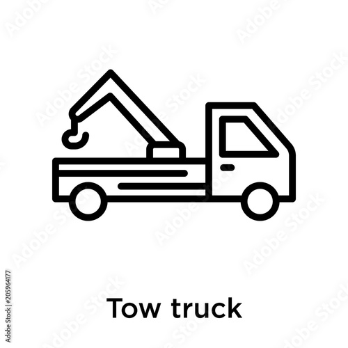Tow truck icon vector sign and symbol isolated on white background