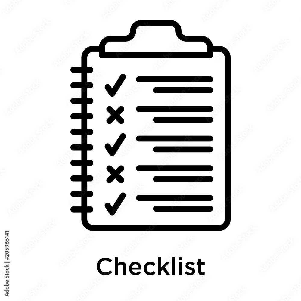 Checklist icon vector sign and symbol isolated on white background Checklist icon vector sign and symbol isolated on white background