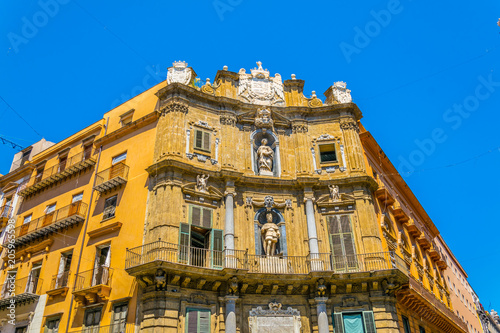 Detail of a building on Quattro Canti square in Palermo, Sicily, Italy photo