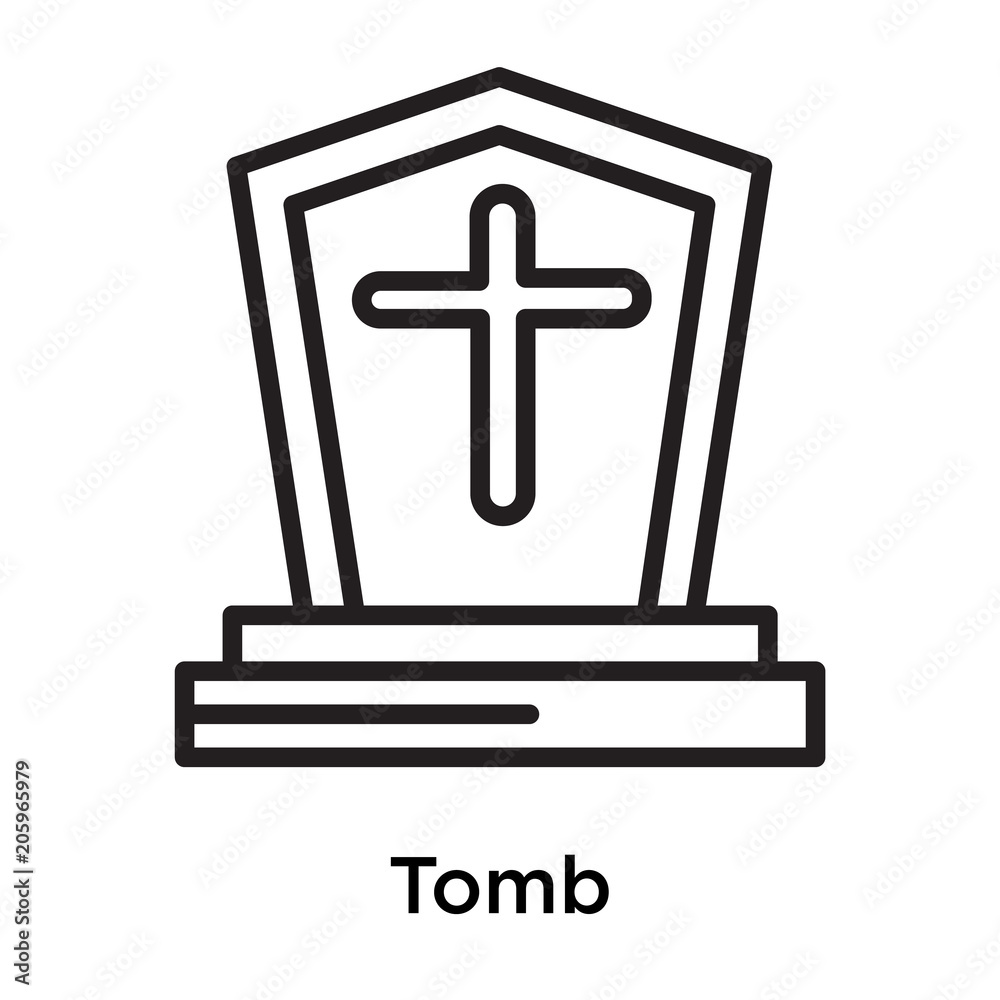 Obraz premium Tomb icon vector sign and symbol isolated on white background