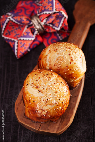 Samosa, samsa  traditional asian pies baked in tandoor photo