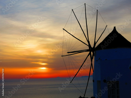 Sunset in Oia  on the island of Santorini  Greece