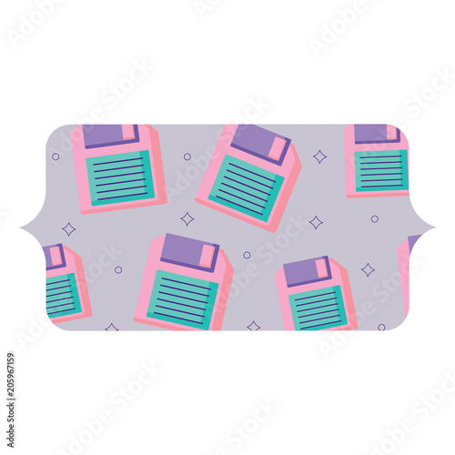 banner with diskette pattern over white background, vector illustration