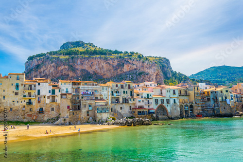 View of the sicilian city Cefalu, Italy photo