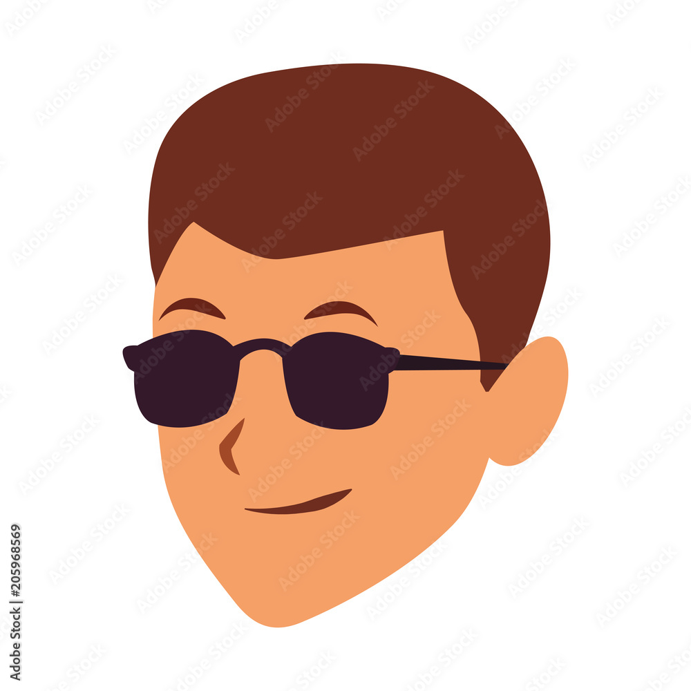Manwith sunglasses face cartoon vector illustration graphic design