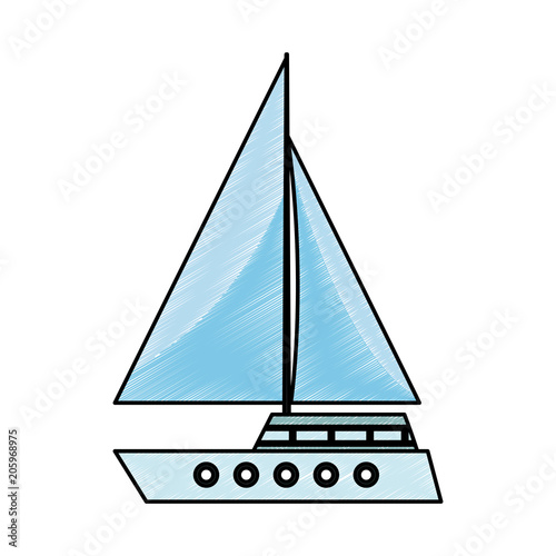 Sail boat cartoon vector illustration graphic design