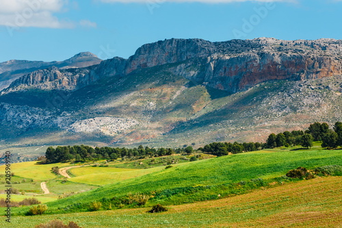 mountain landscape near El Chorro Gorge, Andalusia, Spain