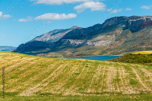 mountain landscape near El Chorro Gorge, Andalusia, Spain