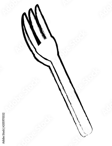 fork utensil icon over white background  vector illustration