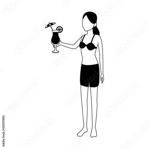 Young woman in swim suit vector illustration graphic design