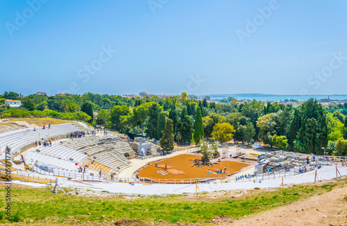 Ruins of the Greek theatre in Syracuse, Sicily, Italy
