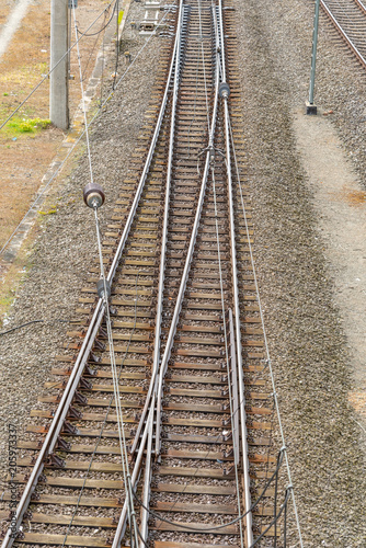 Steel railroad tracks