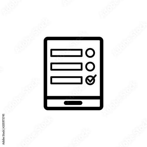 online application form in the tablet icon. Element of web icon for mobile concept and web apps. Isolated online application form in the tablet icon can be used for web and mobile