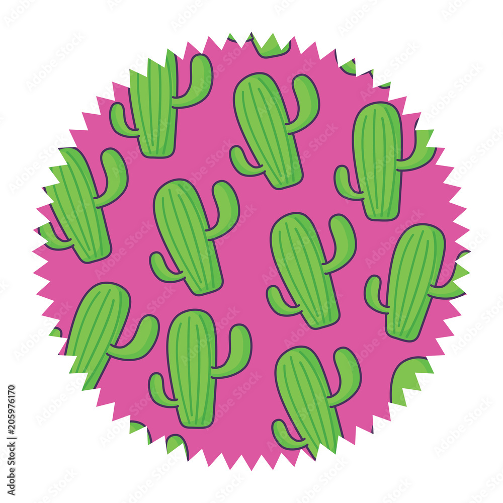 seal stamp with cactus plant pattern over white background, vector illustration seal stamp with cactus plant pattern over white background, vector illustration