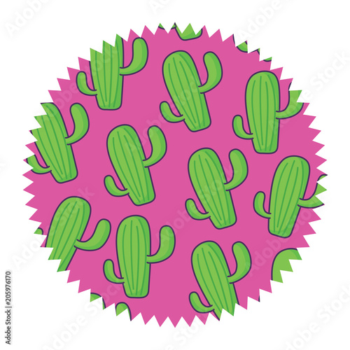 seal stamp with cactus plant pattern over white background, vector illustration