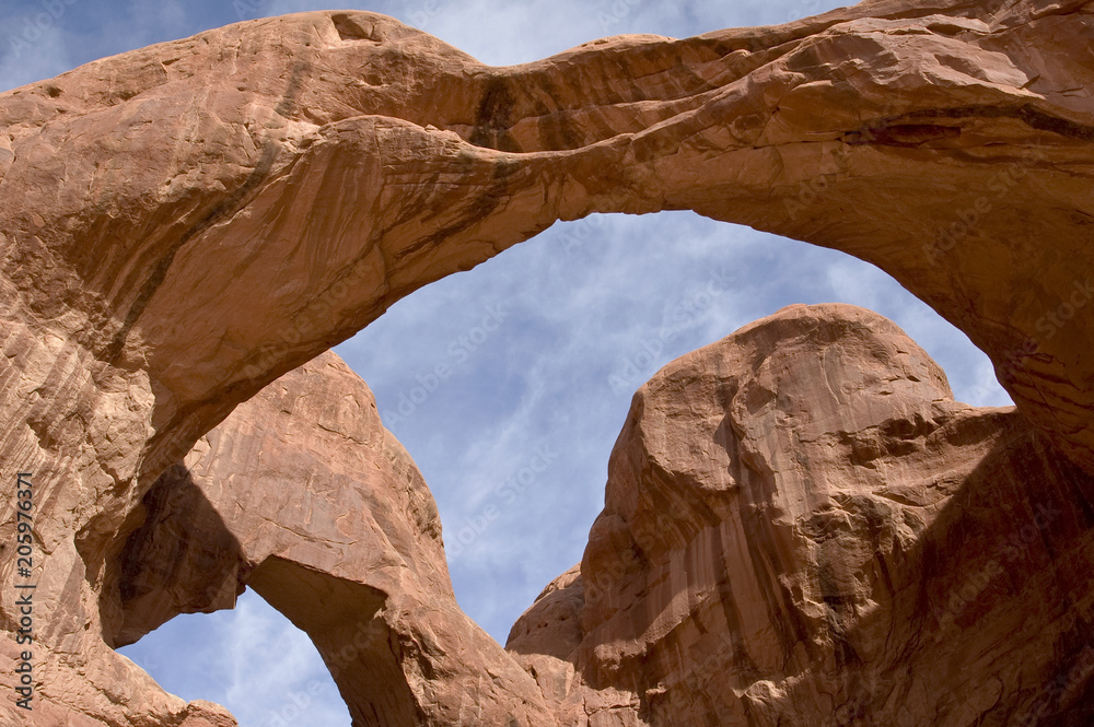 Double Arch - a rock formation in Arches National Park, Moab, Utah