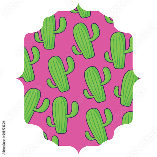 arabic frame with cactus plant pattern over white background, vector illustration