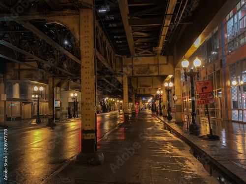 Impressive night view of the underground of the railroad photo