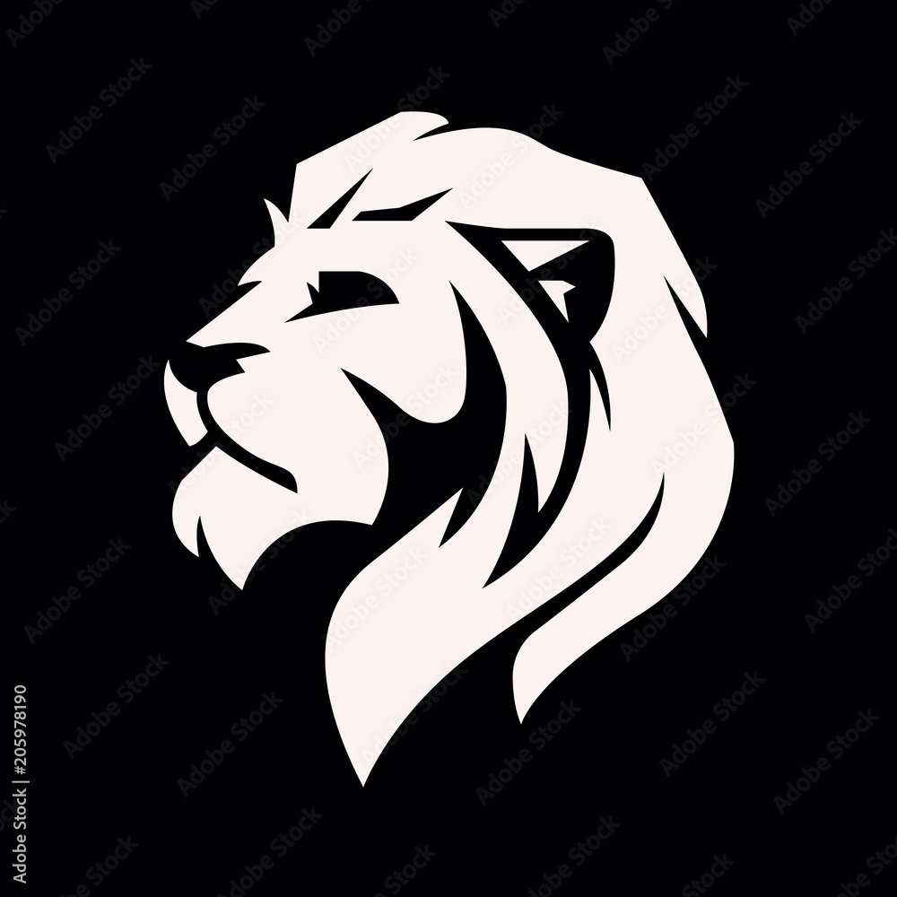 Lion head logo - vector illustration - obrazy, fototapety, plakaty 