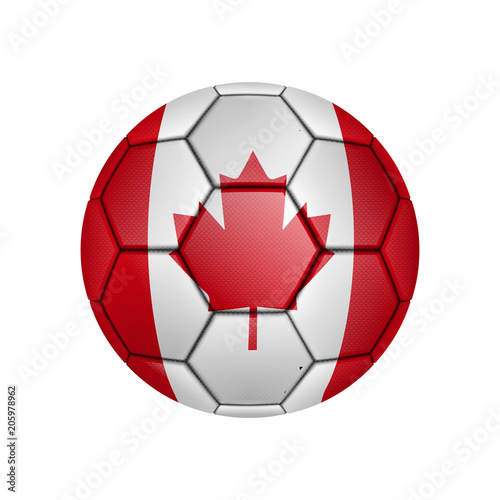 illustration of realistic soccer ball painted in the national flag of Canada for mobile concept and web apps. Illustration of national soccer ball can be used for web and mobile