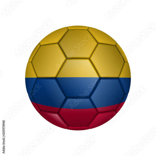 illustration of realistic soccer ball painted in the national flag of Colombia for mobile concept and web apps. Illustration of national soccer ball can be used for web and mobile