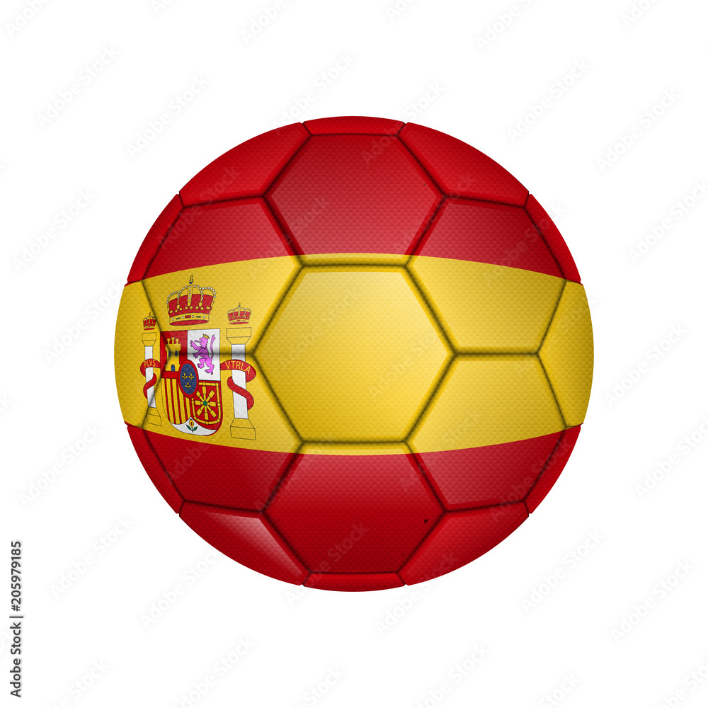 illustration of realistic soccer ball painted in the national flag of Spain for mobile concept and web apps. Illustration of national soccer ball can be used for web and mobile