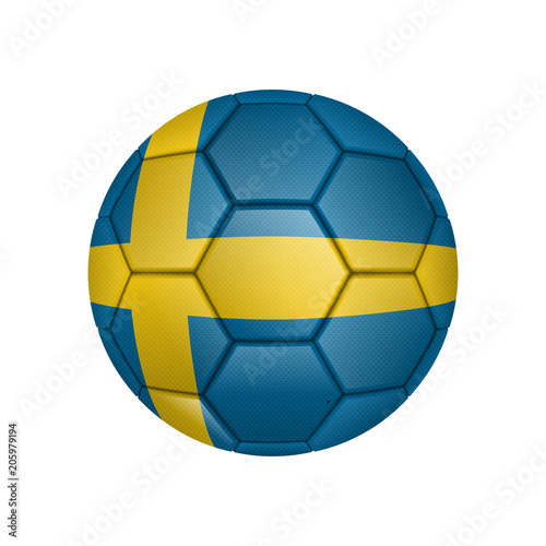 illustration of realistic soccer ball painted in the national flag of Sweden for mobile concept and web apps. Illustration of national soccer ball can be used for web and mobile