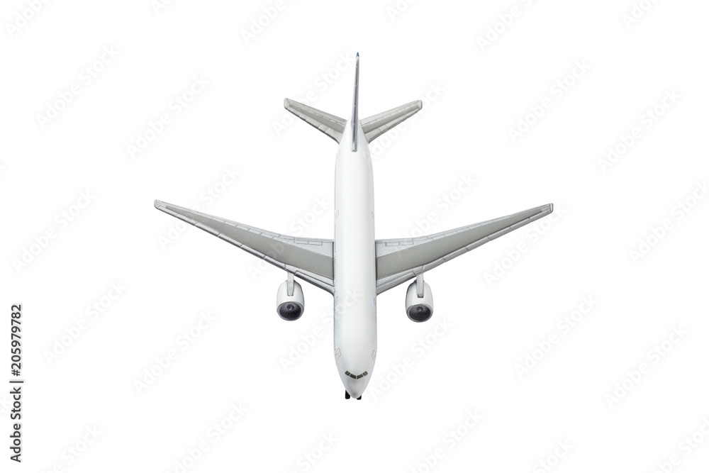 Metallic airplane model isolated on white background Metallic airplane model isolated on white background