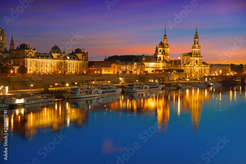 Dresden skyline and Elbe river in Saxony Germany © lunamarina
