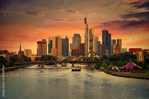 Frankfurt skyline at sunset in Germany photo