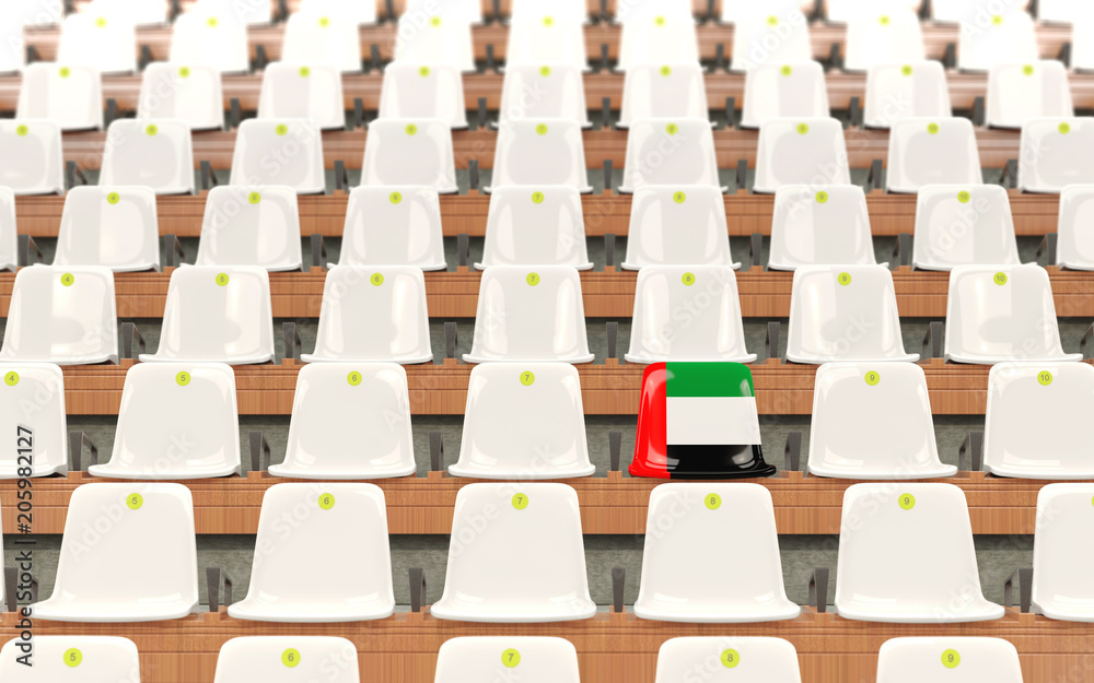 Fototapeta premium Stadium seat with flag of united arab emirates