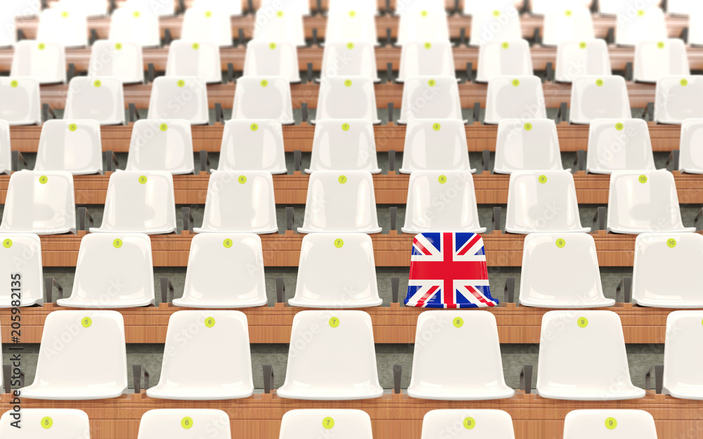 Obraz premium Stadium seat with flag of united kingdom