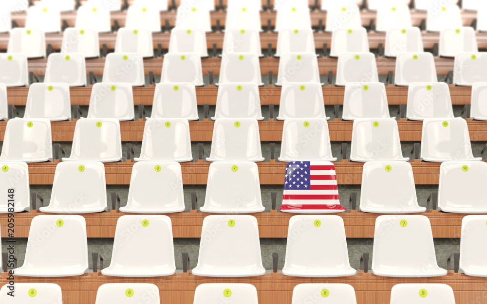 Obraz premium Stadium seat with flag of united states of america