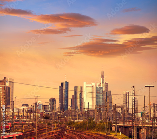 Frankfurt skyline from railway station Germany