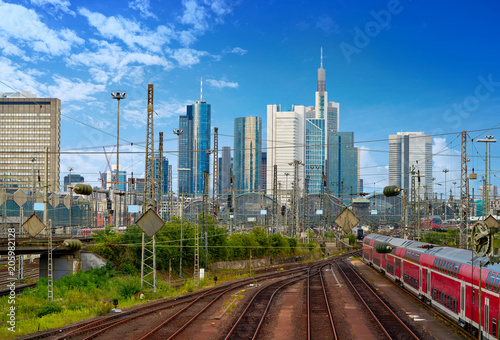 Frankfurt skyline from railway station Germany