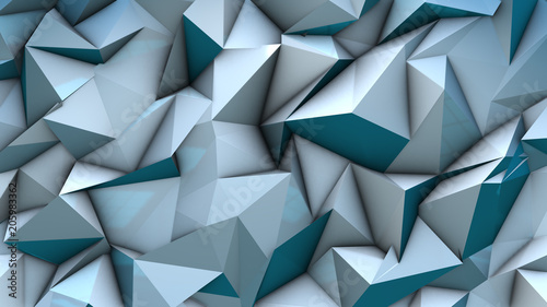 Blue modern 3d render background conceptual low poly design