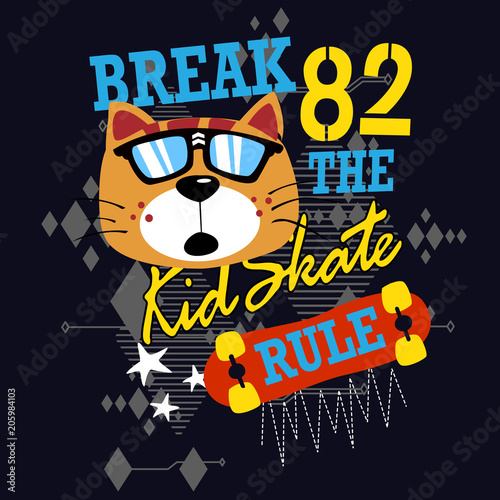 skateboarding typographic kids t shirt vector