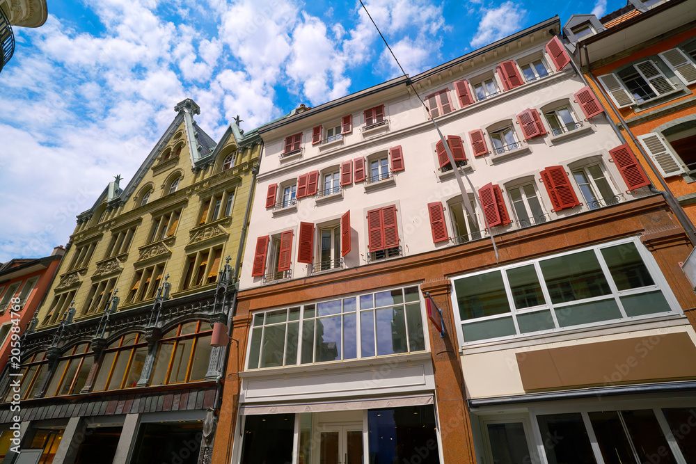 Fototapeta premium Lausanne Rue de bourg street in Switzerland