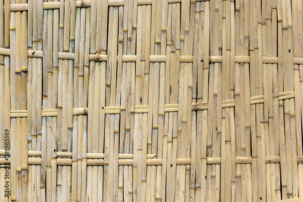 The texture of the woven wall of bamboo.