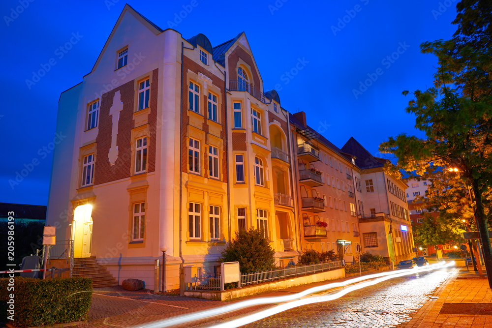 Nordhausen city at night in Thuringia Germany