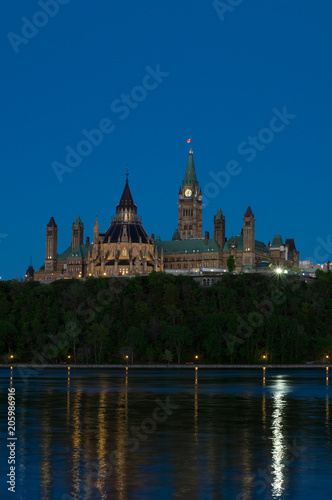 Canadian Parliament Building in Spring Viewed from the Quebec Side