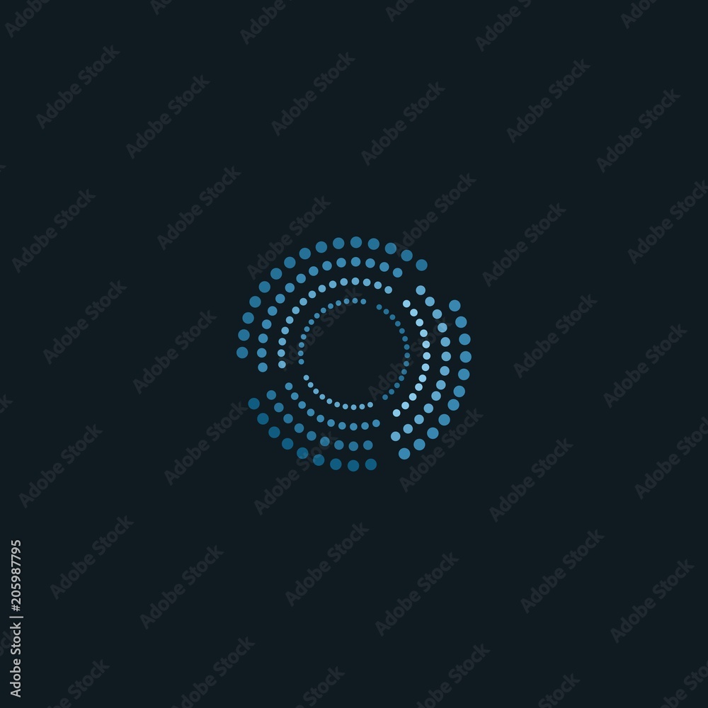 Dot Circle Modern Technology Logo, Halftone dots in circle form. round logo . vector dotted frame . design element