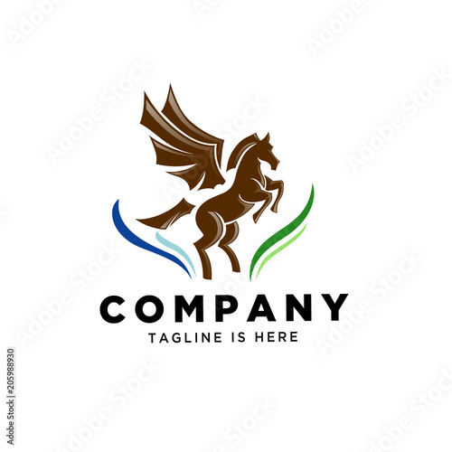stand horse pegasus logo