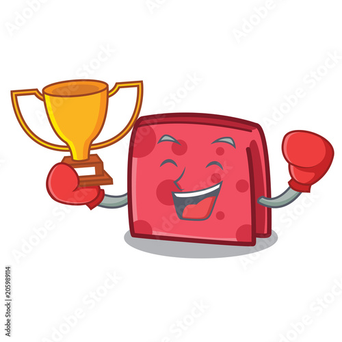 Boxing winner napkin character cartoon style