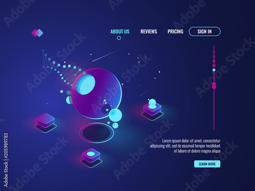 Futuristic abstract art, spacecraft, planet, server room, data processing, cloud storage concept vector