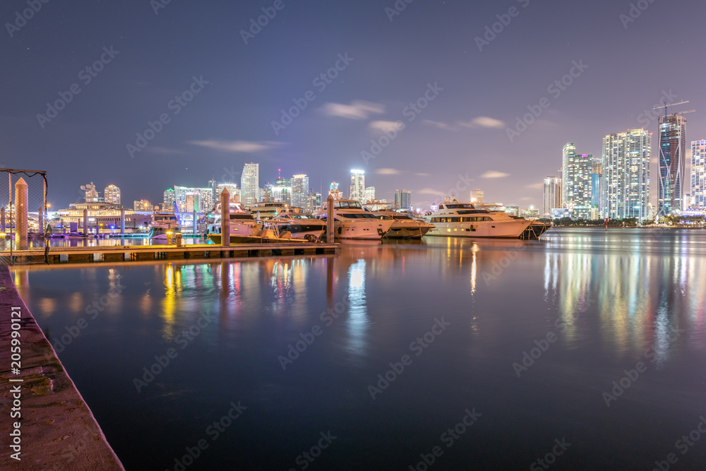 Evening Shot of the Miami Skyline & MacArthur Causeway